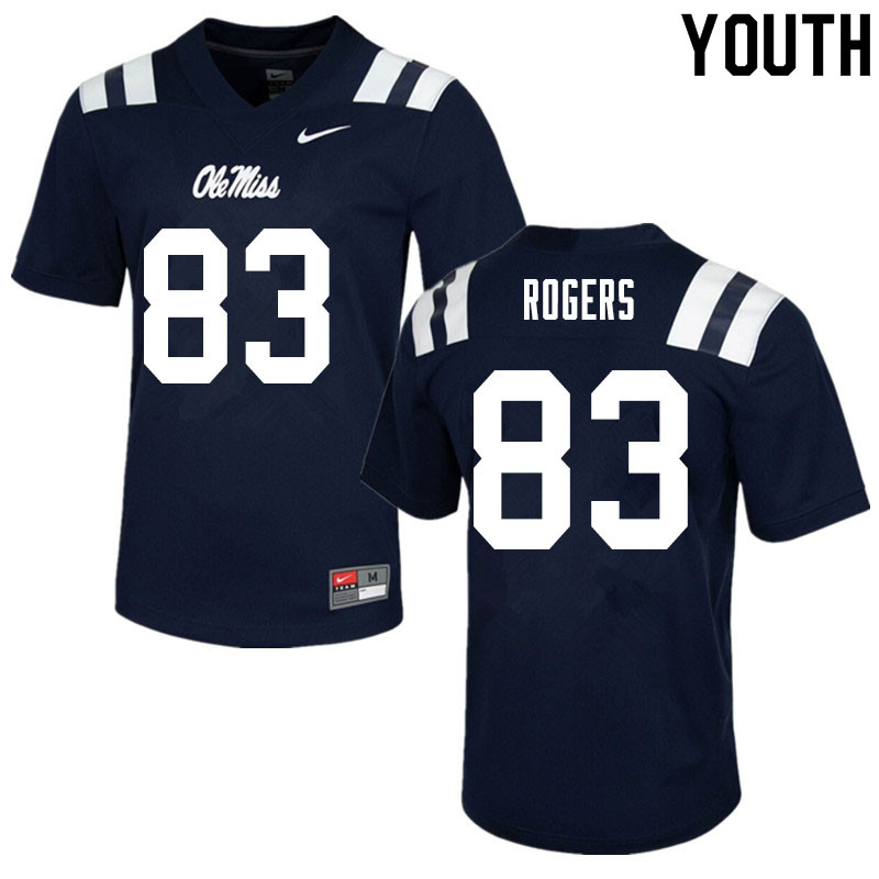 Youth #83 Chase Rogers Ole Miss Rebels College Football Jerseys Sale-Navy